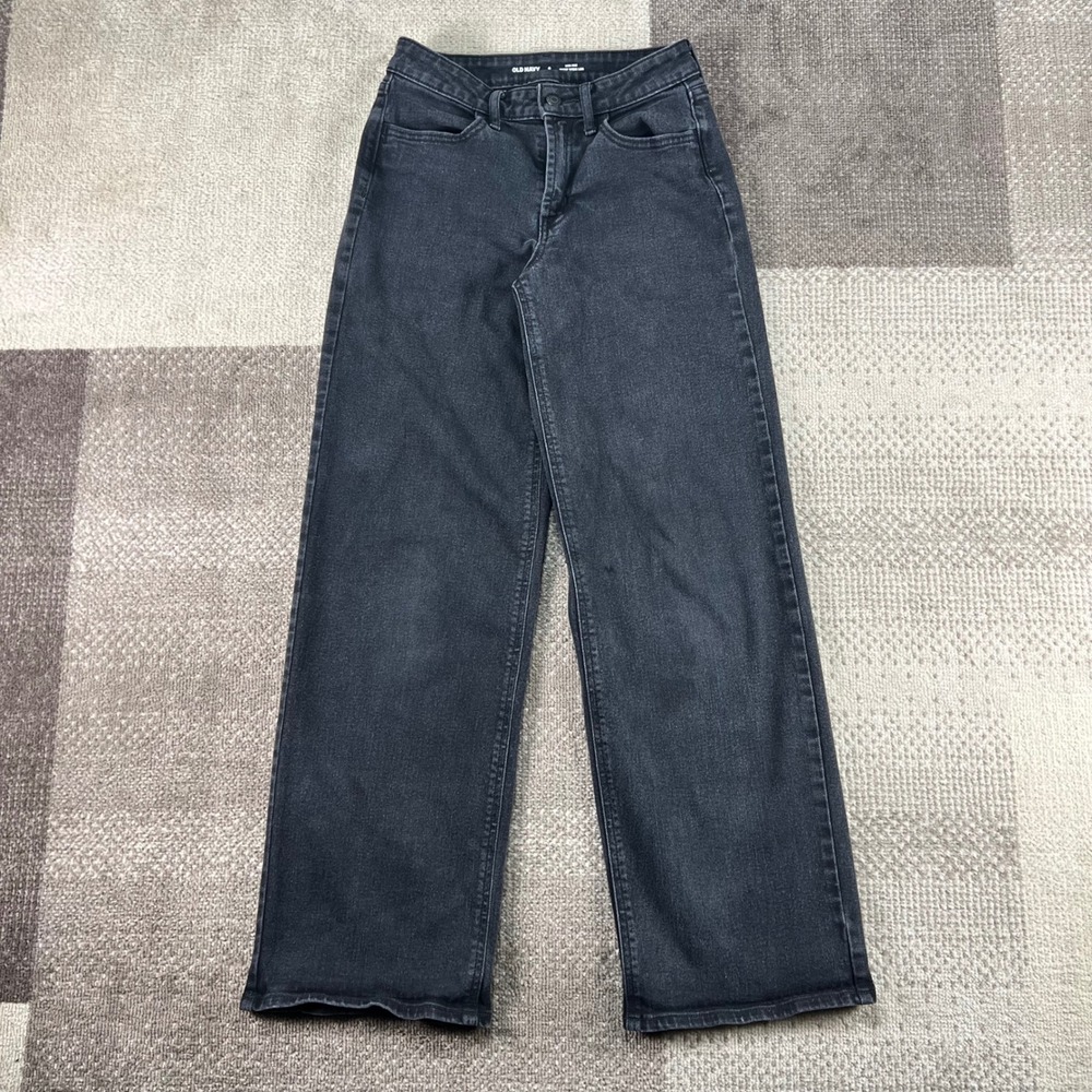 Old Navy Wow Wide Leg Jeans Womens Size 0 High Rise Black Jack‎ Denim